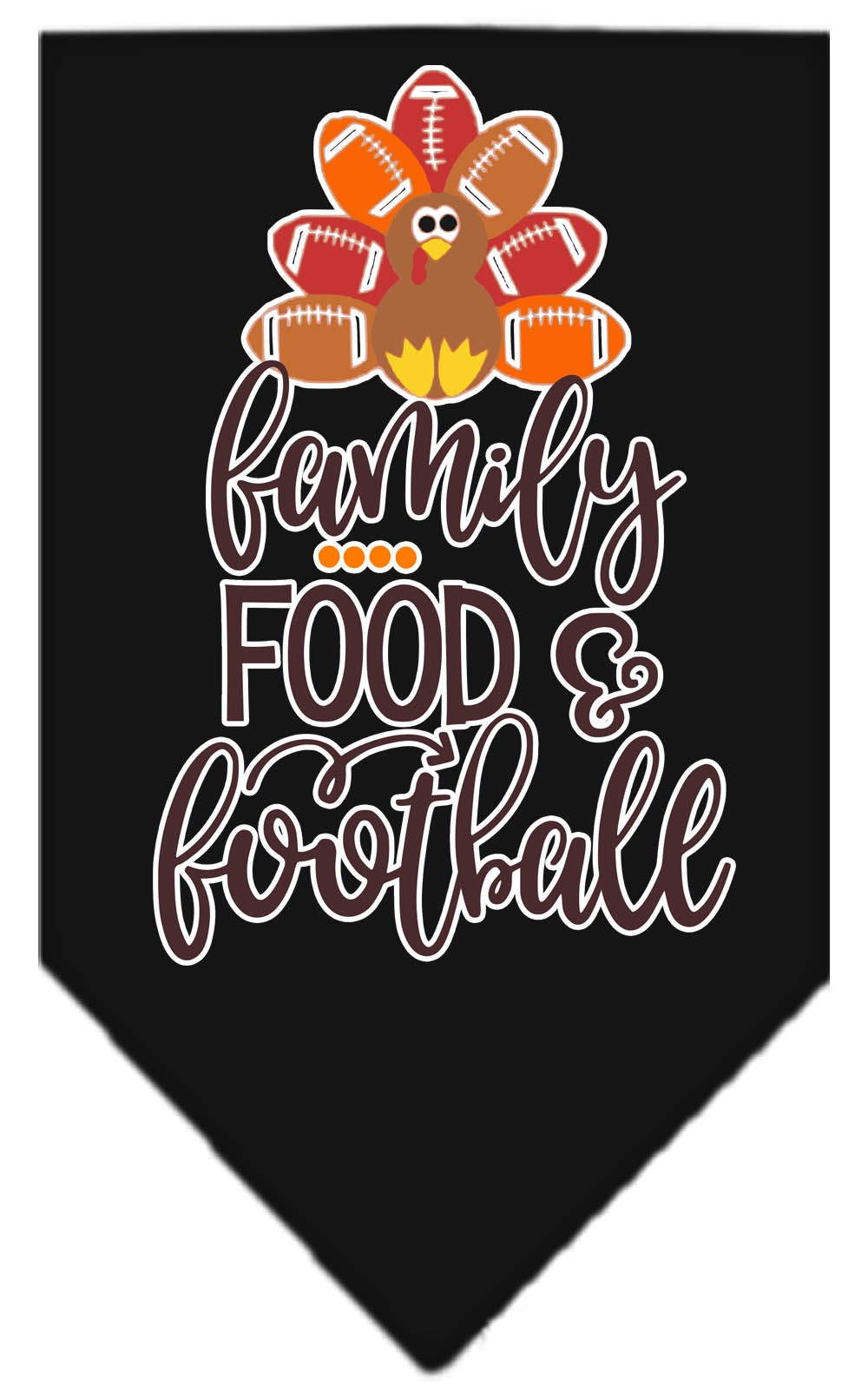 Family, Food, and Football Screen Print Bandana Black Small
